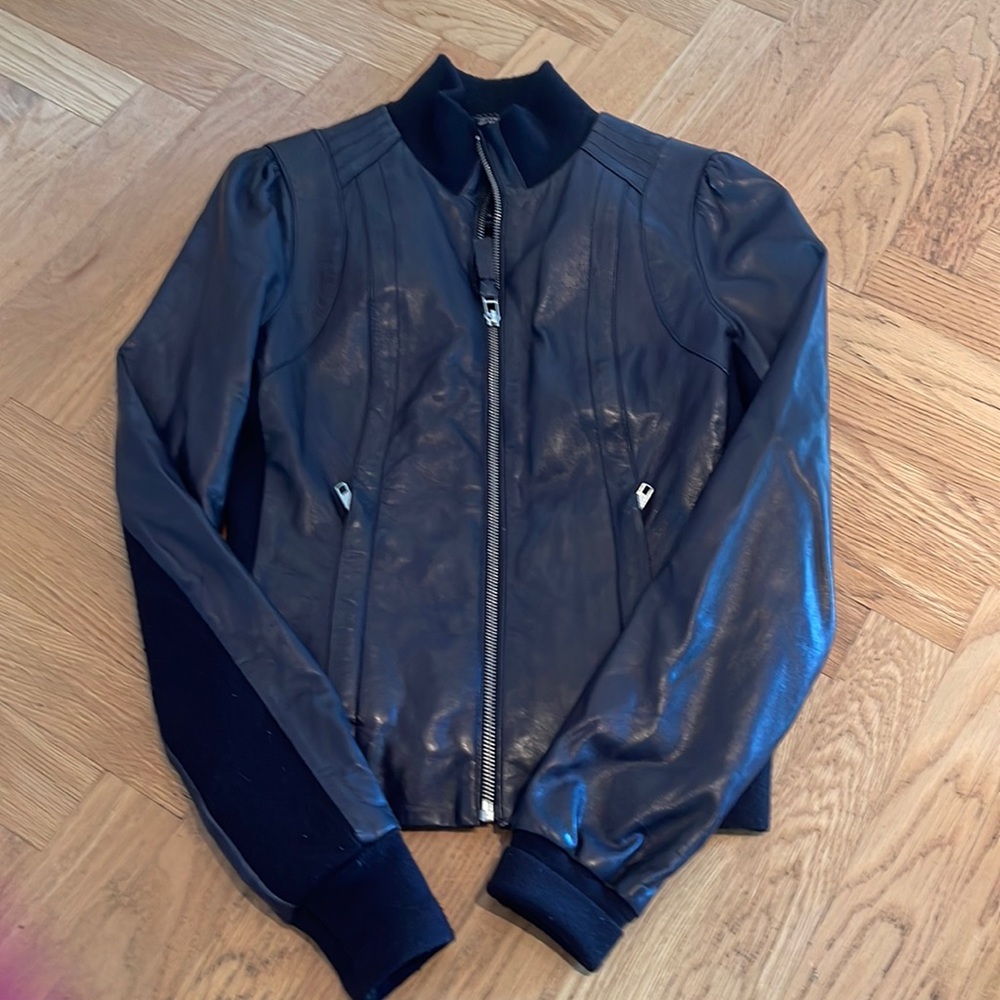**SOLD** Mackage bomber jacket in black leather